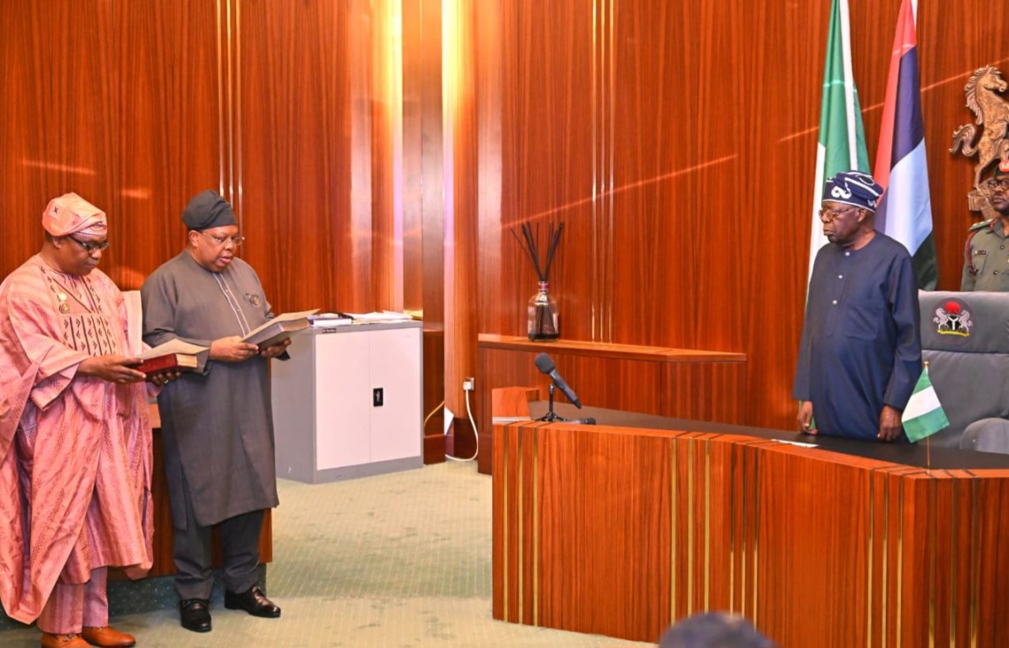 Tinubu swears in Tegbe, Enikanolaiye as Ministers